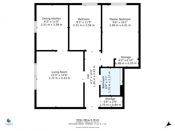 Floor Plan Image for 2 Bedroom Flat for Sale in FLAT 0/2, 89 Old Greenock Road, Inchinnan