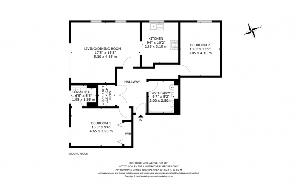 Floor Plan Image for 2 Bedroom Apartment for Sale in Redshank Avenue, Renfrew