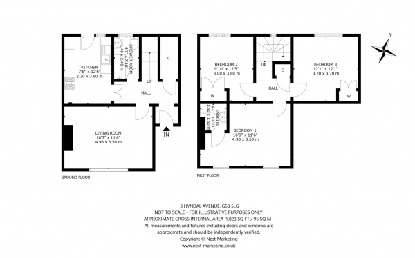 Floor Plan Image for 3 Bedroom Terraced House for Sale in Hyndal Avenue, Pollok, Glasgow, G53