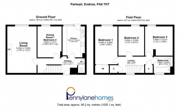 Floor Plan Image for 3 Bedroom Detached House for Sale in Parksail, Erskine