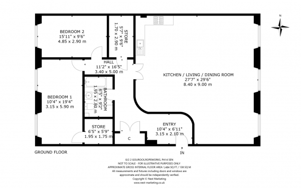 Floor Plan Image for 2 Bedroom Flat for Sale in Gourock Ropeworks, Port Glasgow