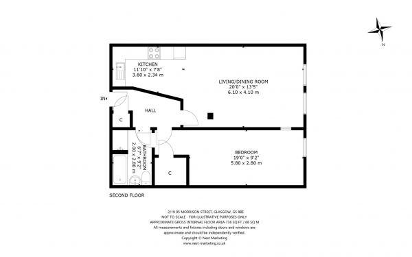 Floor Plan Image for 1 Bedroom Flat for Sale in Morrison Street, Glasgow