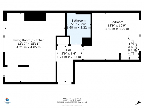 Floor Plan Image for 1 Bedroom Flat for Sale in McIntyre Place, Paisley