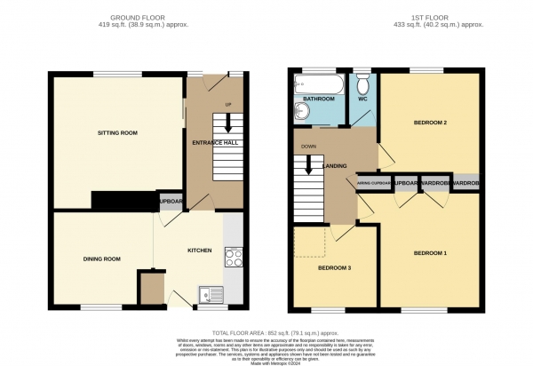 Floor Plan Image for 3 Bedroom Terraced House for Sale in Feltham Drive, Frome