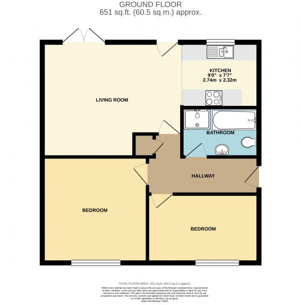 Floor Plan Image for 2 Bedroom Semi-Detached Bungalow for Sale in Westover, Frome