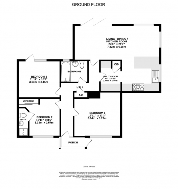 Floor Plan Image for 3 Bedroom Semi-Detached House for Sale in The Marles, Exmouth