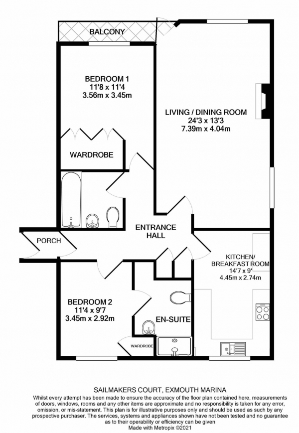 Floor Plan Image for 2 Bedroom Flat for Sale in Sailmakers Court, Exmouth Marina