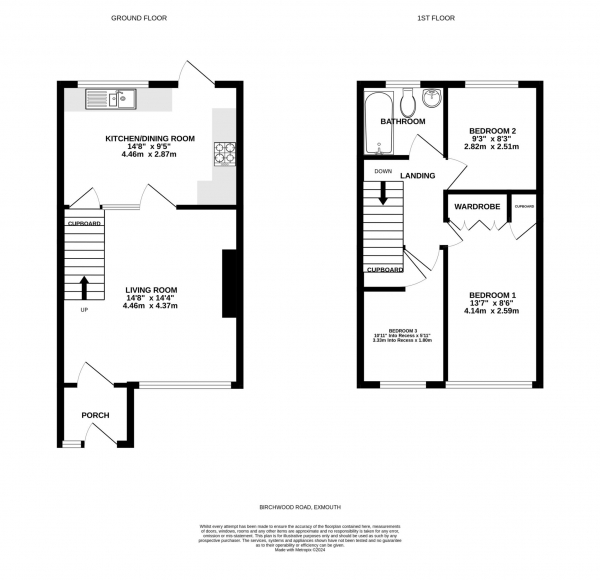 Floor Plan Image for 3 Bedroom Terraced House for Sale in Birchwood Road, Exmouth