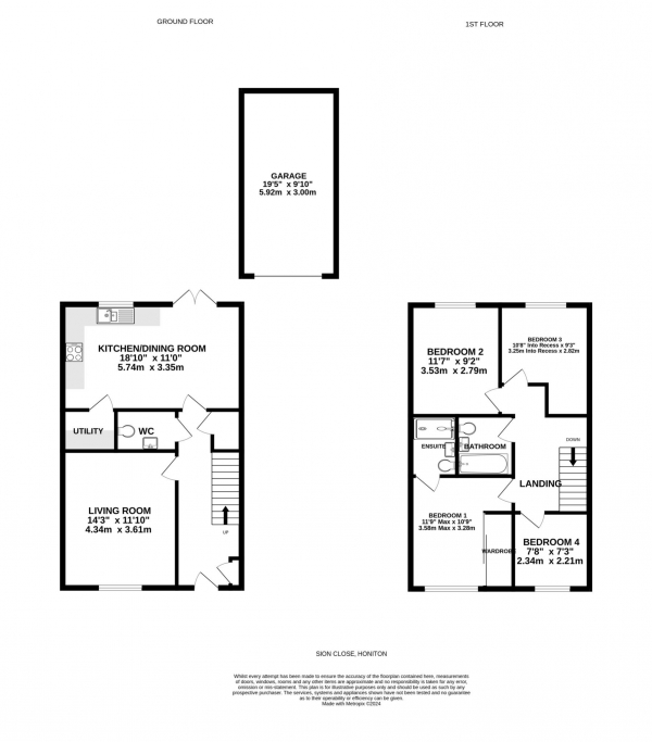 Floor Plan Image for 4 Bedroom Detached House for Sale in Sion Close, Off Ottery Moor Lane, Honiton