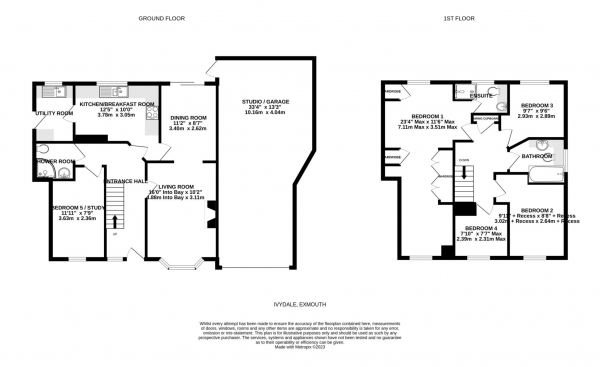 Floor Plan for 4 Bedroom Detached House for Sale in Ivydale, Exmouth, EX8, 4TA - Guide Price &pound499,950