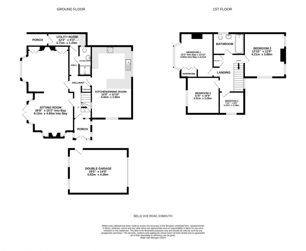 Floor Plan Image for 4 Bedroom Detached House for Sale in Belle Vue Road, Exmouth