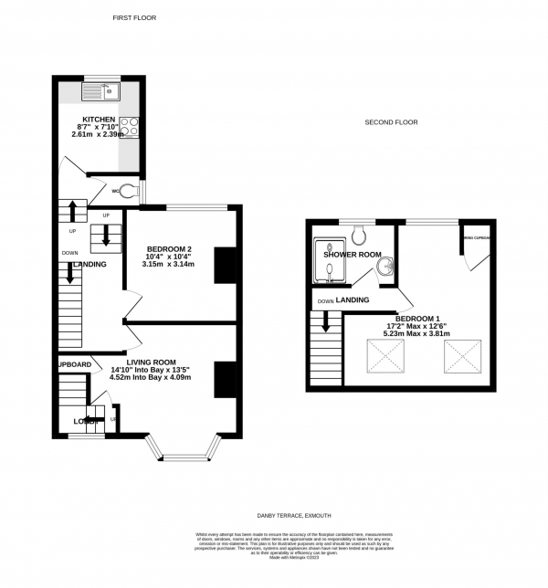 Floor Plan for 2 Bedroom Flat for Sale in Danby Terrace, Exmouth, EX8, 1QS - Guide Price &pound220,000