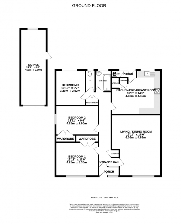 Floor Plan Image for 3 Bedroom Semi-Detached Bungalow for Sale in Brixington Lane, Exmouth