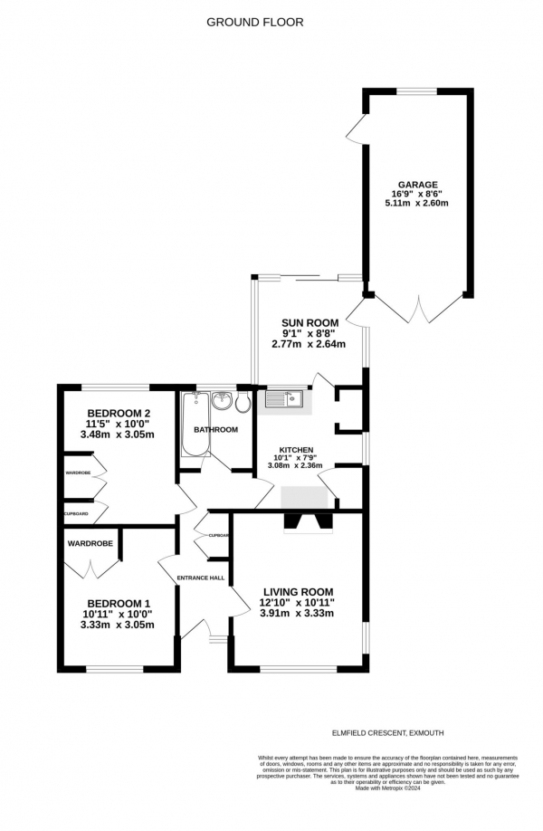 Floor Plan Image for 2 Bedroom Semi-Detached Bungalow for Sale in Elmfield Crescent, Exmouth