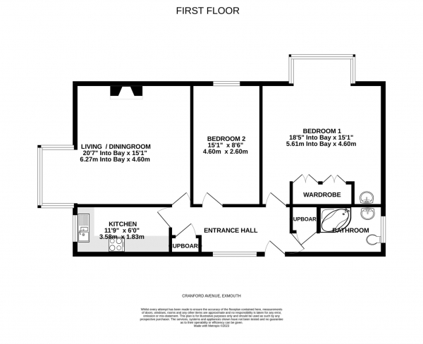 Floor Plan Image for 2 Bedroom Flat for Sale in Cranford Avenue, Exmouth