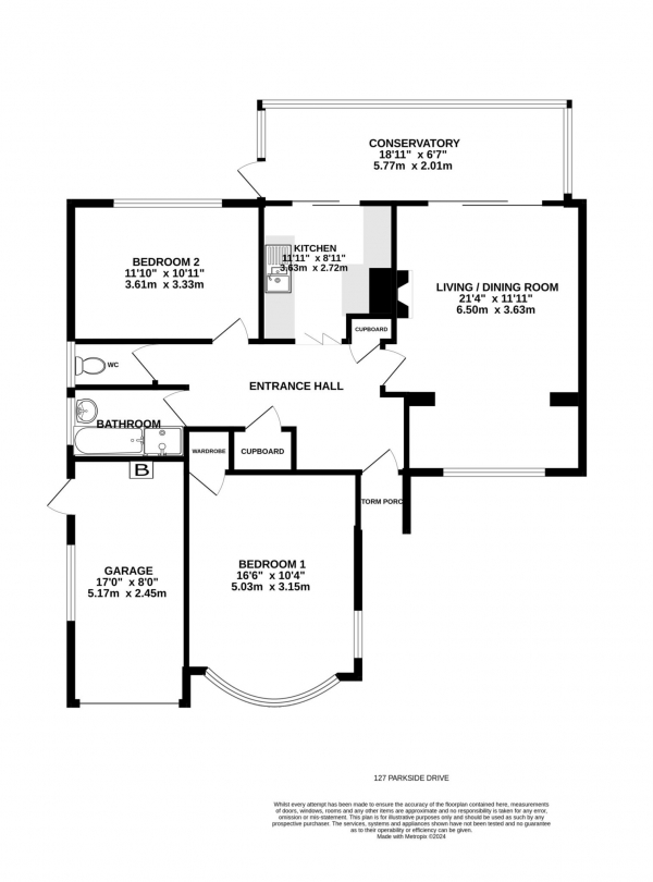 Floor Plan Image for 2 Bedroom Detached Bungalow for Sale in Parkside Drive, Exmouth