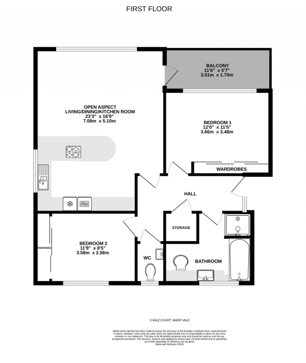 Floor Plan Image for 2 Bedroom Flat for Sale in Maer Vale, Exmouth