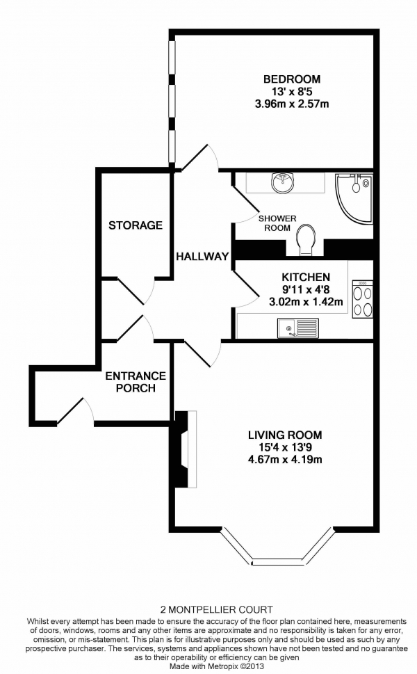 Floor Plan Image for 1 Bedroom Flat for Sale in Montpellier Road, Exmouth