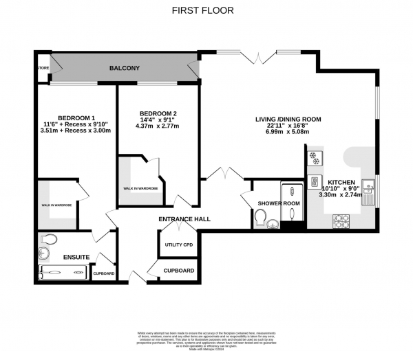 Floor Plan Image for 2 Bedroom Retirement Property for Sale in Buckingham Close, Exmouth