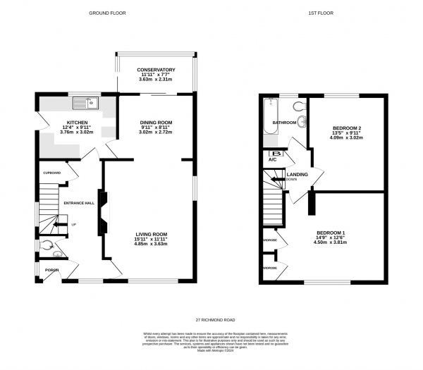 Floor Plan for 2 Bedroom Detached House for Sale in Richmond Road, Exmouth, EX8, 2NA - Guide Price &pound379,950