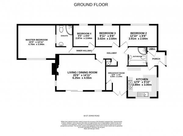 Floor Plan Image for 4 Bedroom Detached Bungalow for Sale in St Johns Road, Exmouth