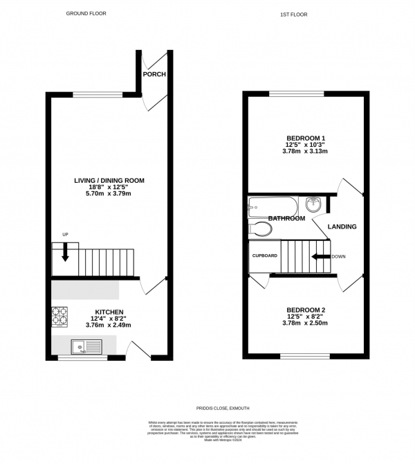 Floor Plan Image for 2 Bedroom Terraced House for Sale in Priddis Close, Exmouth