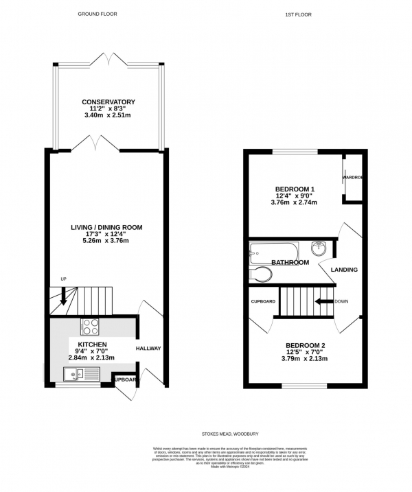 Floor Plan Image for 2 Bedroom Terraced House for Sale in Stokes Mead, Woodbury