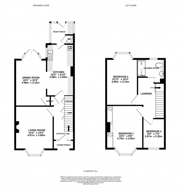 Floor Plan Image for 3 Bedroom Terraced House for Sale in Marpool Hill, Exmouth