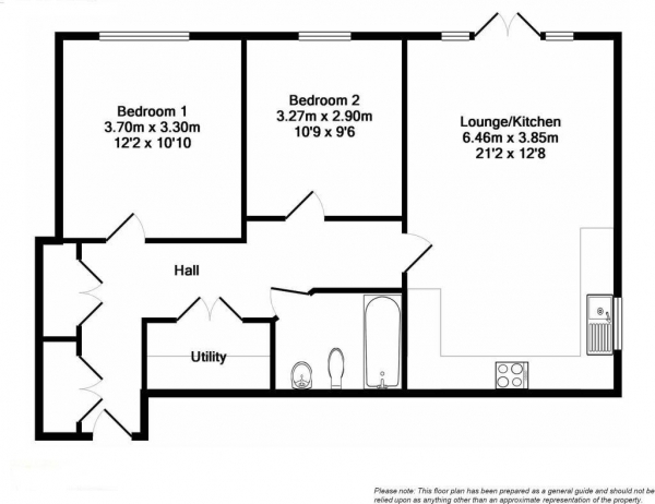 Floor Plan Image for 2 Bedroom Flat for Sale in Salterton Road, Exmouth