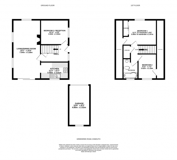 Floor Plan Image for 3 Bedroom Detached House for Sale in Greenpark Road, Exmouth