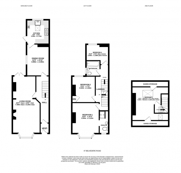 Floor Plan Image for 4 Bedroom Terraced House for Sale in Belvedere Road, Exmouth