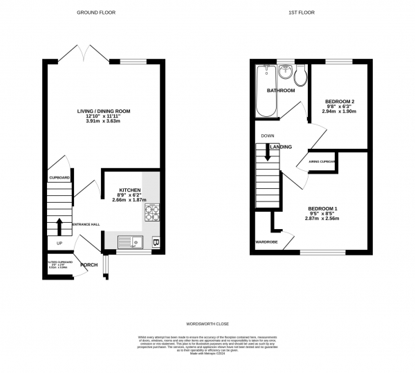 Floor Plan Image for 2 Bedroom Terraced House for Sale in Wordsworth Close, Exmouth