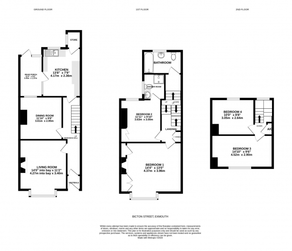 Floor Plan Image for 4 Bedroom Terraced House for Sale in Bicton Street, Exmouth