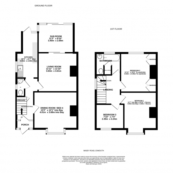 Floor Plan Image for 3 Bedroom Semi-Detached House for Sale in Masey Road, Exmouth