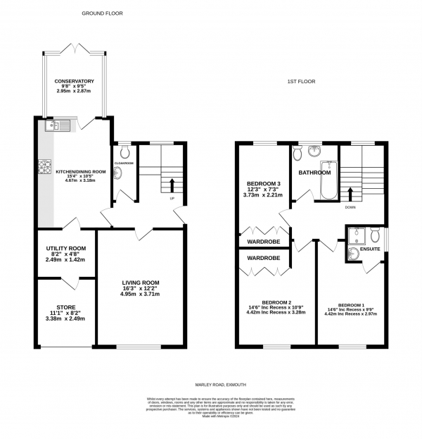 Floor Plan Image for 3 Bedroom Semi-Detached House for Sale in Clode Cottages, Marley Road