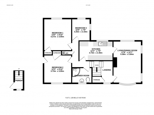 Floor Plan for 3 Bedroom Flat for Sale in Belle Vue Road, Exmouth, EX8, 3DP - Guide Price &pound325,000