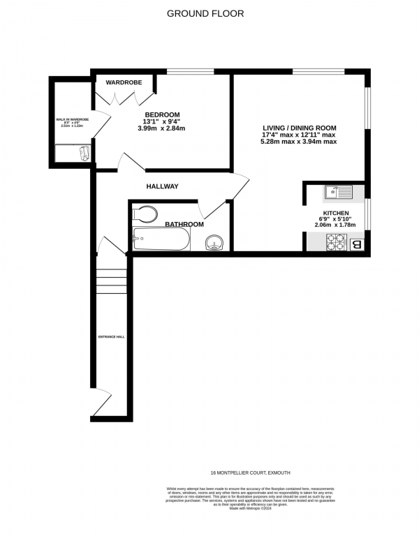 Floor Plan Image for 1 Bedroom Flat for Sale in Montpellier Road, Exmouth