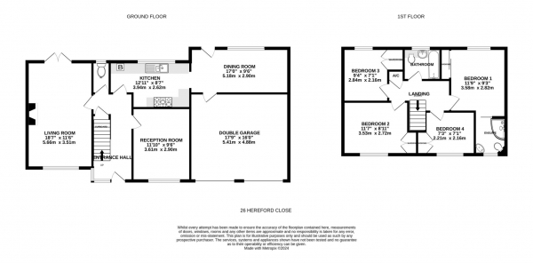 Floor Plan for 4 Bedroom Detached House for Sale in Hereford Close, Exmouth, EX8, 5QT - Offers in Excess of &pound500,000