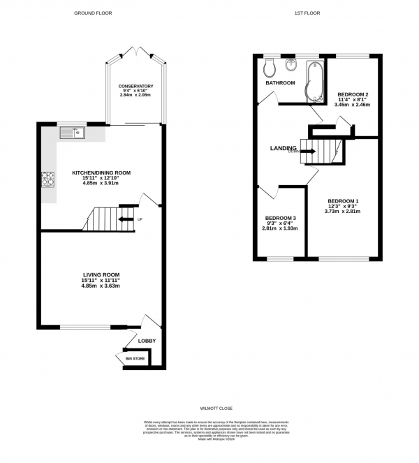 Floor Plan Image for 3 Bedroom End of Terrace House for Sale in Wilmott Close, Exmouth