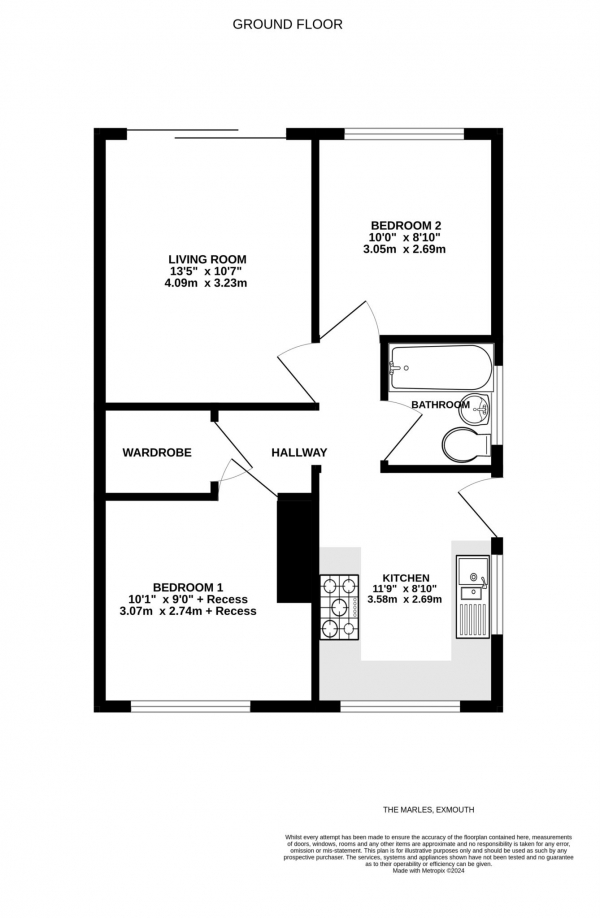 Floor Plan Image for 2 Bedroom Semi-Detached Bungalow for Sale in The Marles, Exmouth