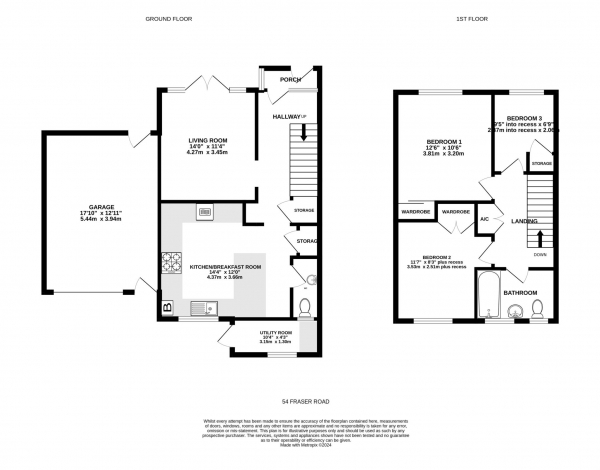 Floor Plan for 3 Bedroom Semi-Detached House for Sale in Fraser Road, Exmouth, EX8, 4DH - Guide Price &pound295,000