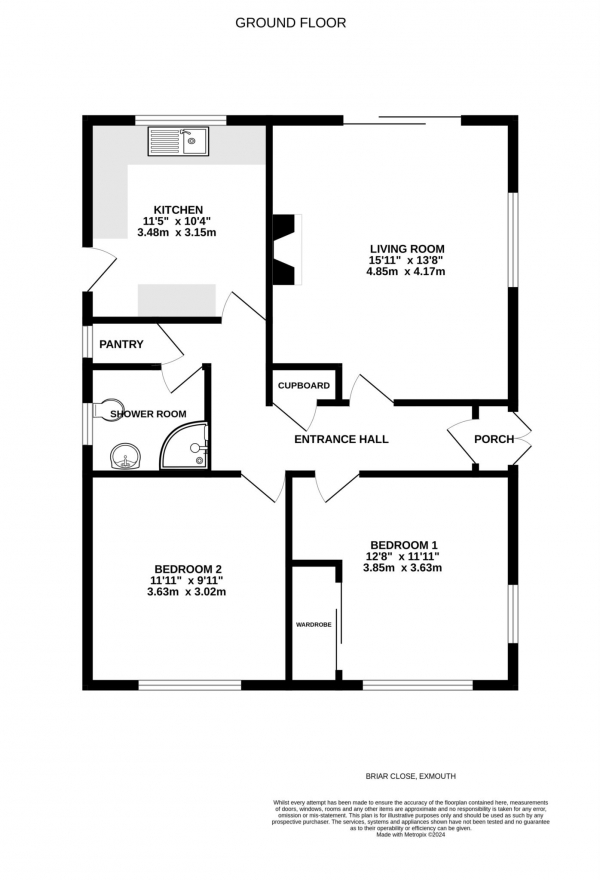 Floor Plan Image for 2 Bedroom Detached Bungalow for Sale in Briar Close, Exmouth