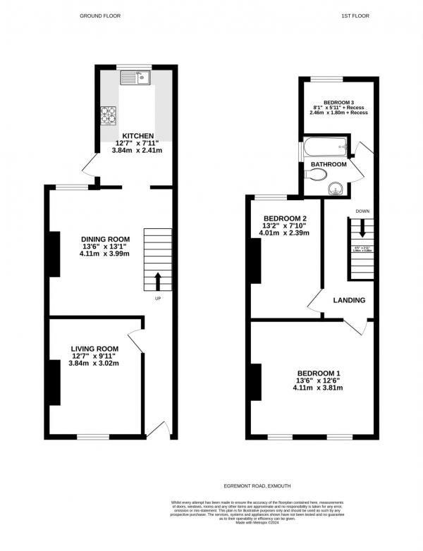 Floor Plan Image for 3 Bedroom Terraced House for Sale in Egremont Road, Exmouth