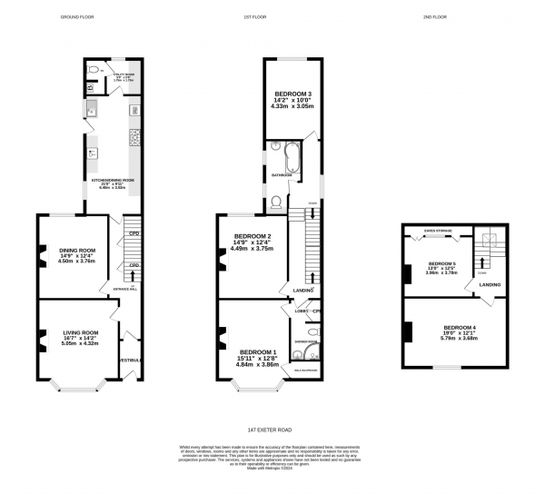 Floor Plan Image for 5 Bedroom Terraced House for Sale in Exeter Road, Exmouth