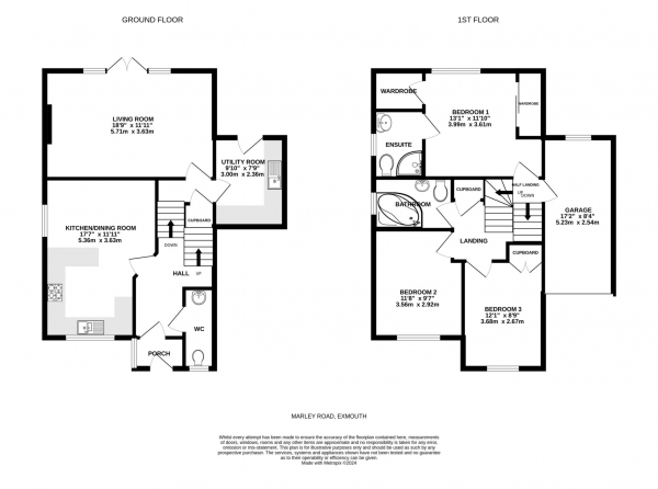 Floor Plan Image for 3 Bedroom Detached House for Sale in Marley Road, Exmouth