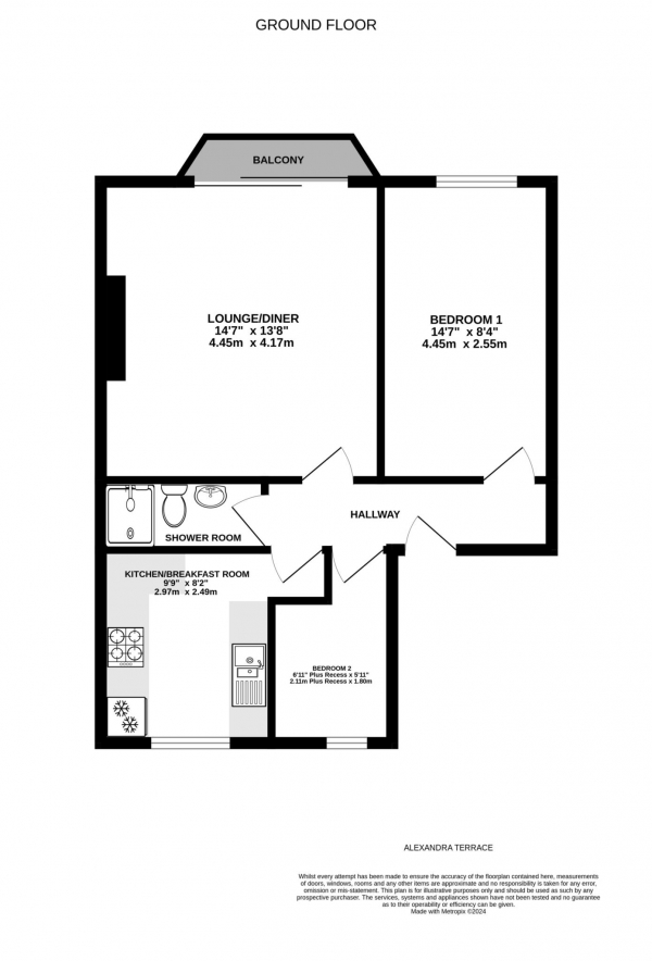 Floor Plan Image for 2 Bedroom Flat for Sale in Alexandra Terrace, Exmouth