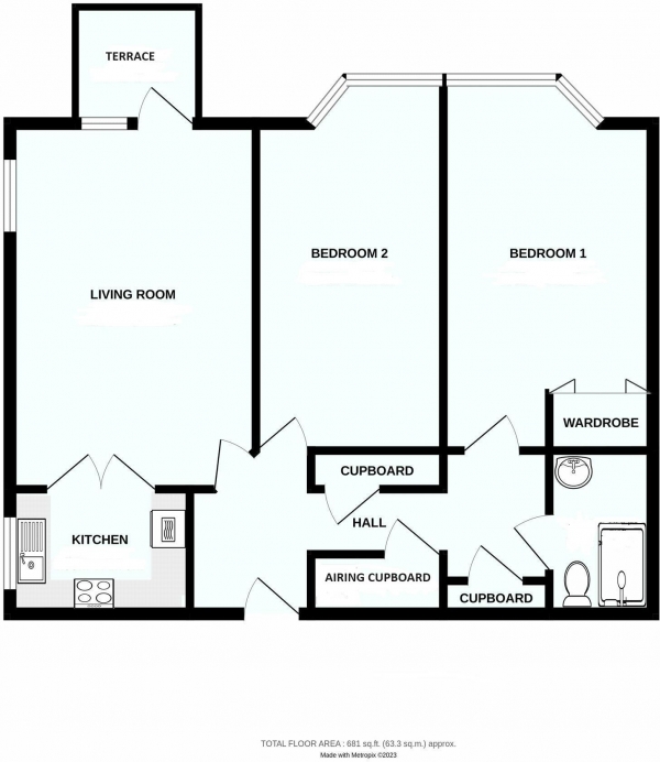 Floor Plan Image for 2 Bedroom Retirement Property for Sale in Salterton Road