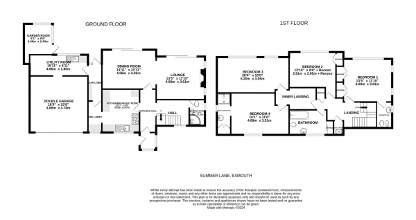 Floor Plan Image for 4 Bedroom Detached House for Sale in Summer Lane, Exmouth