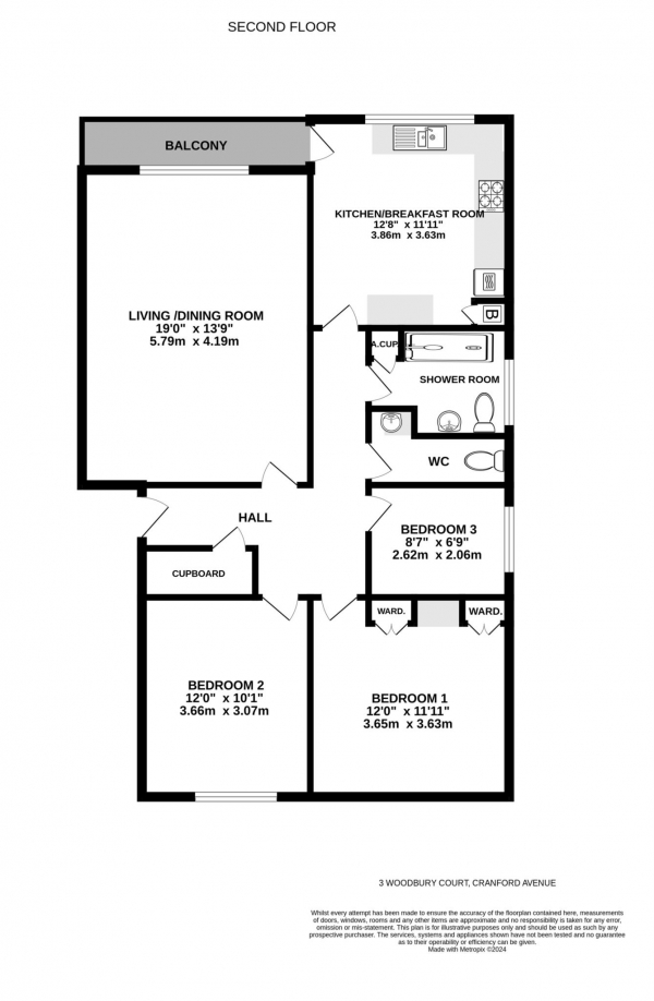 Floor Plan Image for 3 Bedroom Flat for Sale in Cranford Avenue, Exmouth