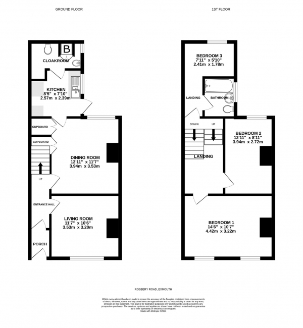 Floor Plan Image for 3 Bedroom Terraced House for Sale in Rosebery Road, Exmouth